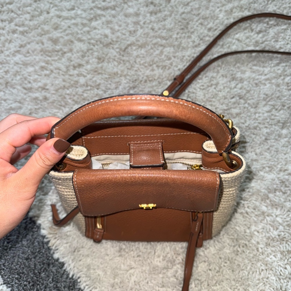 Tory Burch Half Moon straw crossbody bag purse Mini - Picture 6 of 16